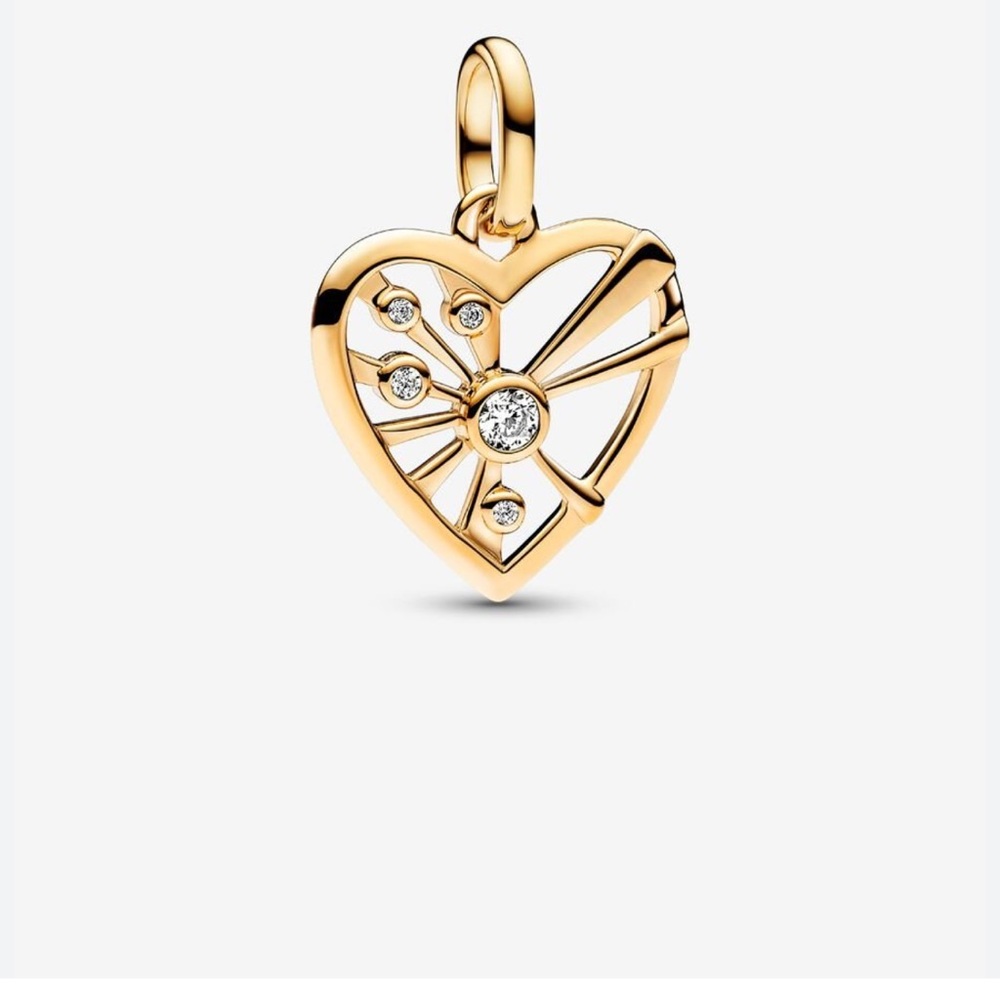 Pandora ME Gold Heart and Rays Medallion charm with Crystals